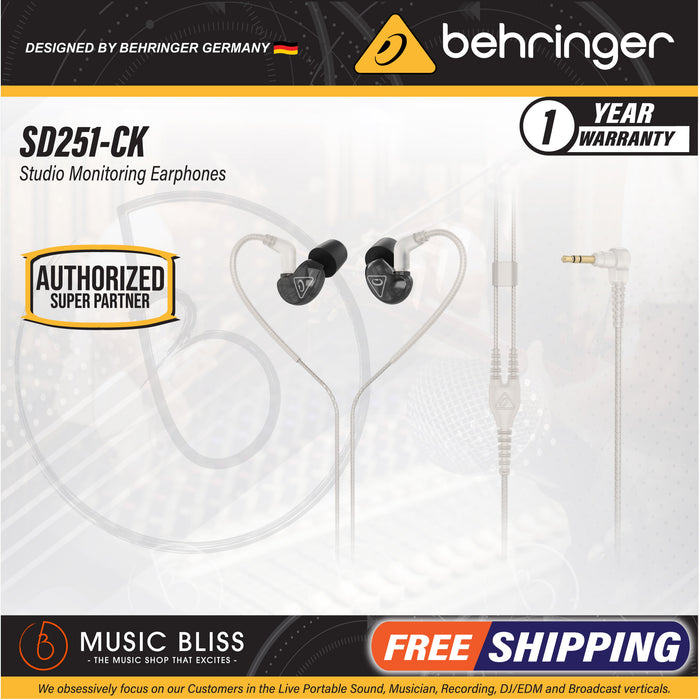 Behringer SD251-CK Studio Monitoring Earphones - Music Bliss Malaysia