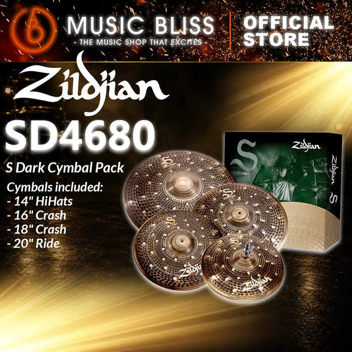 Zildjian SD4680 S Dark Cymbal Pack - 14" Hi-hats, 16" and 18" Crashes, and 20" Ride