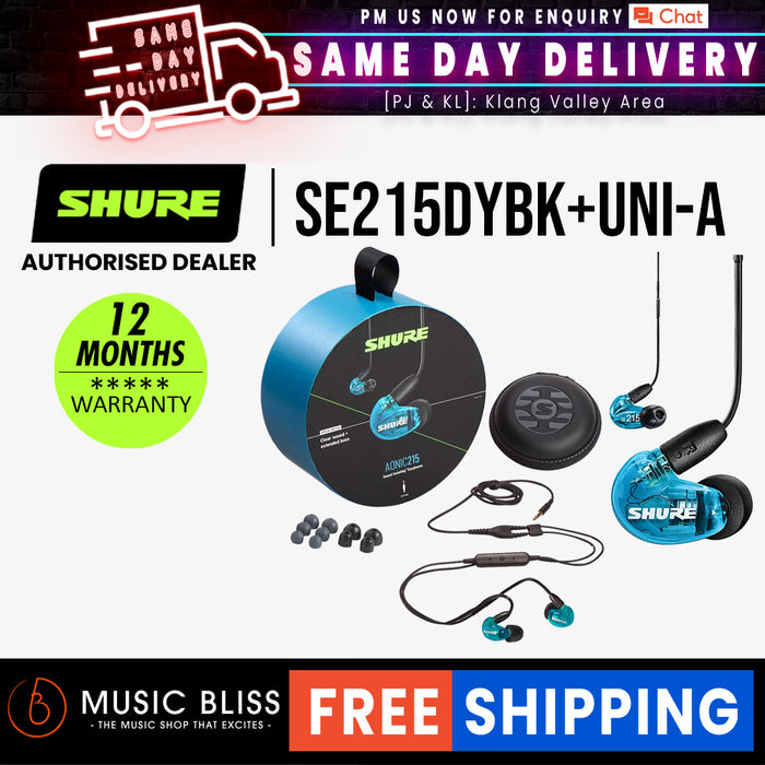Shure AONIC 215 Sound Isolating Earphones - Blue - Music Bliss Malaysia