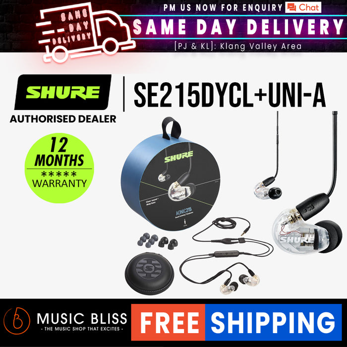 Shure AONIC 215 Sound Isolating Earphones - Clear - Music Bliss Malaysia
