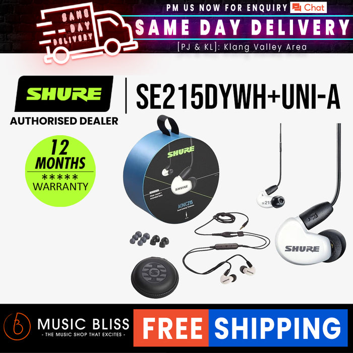 Shure AONIC 215 Sound Isolating Earphones - White - Music Bliss Malaysia