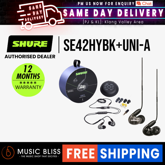 Shure AONIC 4 Sound Isolating Earphones - Black - Music Bliss Malaysia