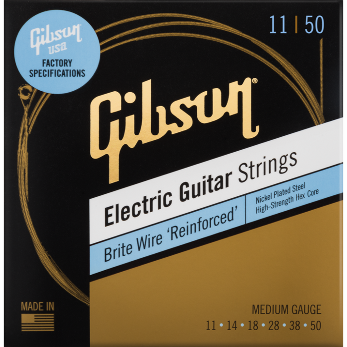 SEG-BWR11GIBSON ACCESSORIES BRITE WIRE 'REINFORCED' ELECTRIC GUITAR STRINGS - .011-.050 MEDIUM - Music Bliss Malaysia