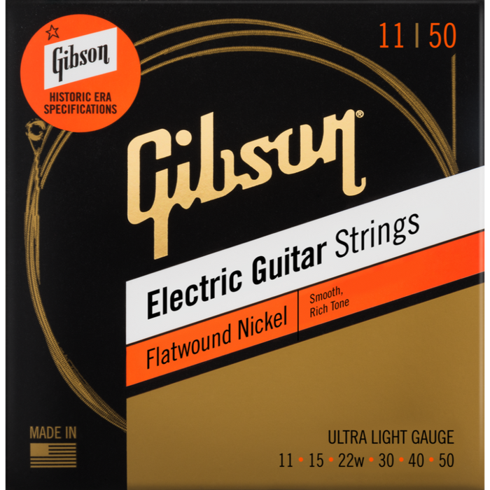 GIBSON ACCESSORIES FLATWOUND ELECTRIC GUITAR STRINGS - .011-.050 ULTRA LIGHT (SEG-FW11) - Music Bliss Malaysia