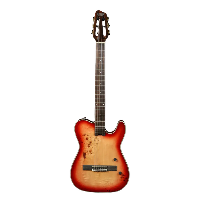 SQOE Spain SEGD600 Nylon Electric Guitar with Piezo Pickups - Cherry Sunburst