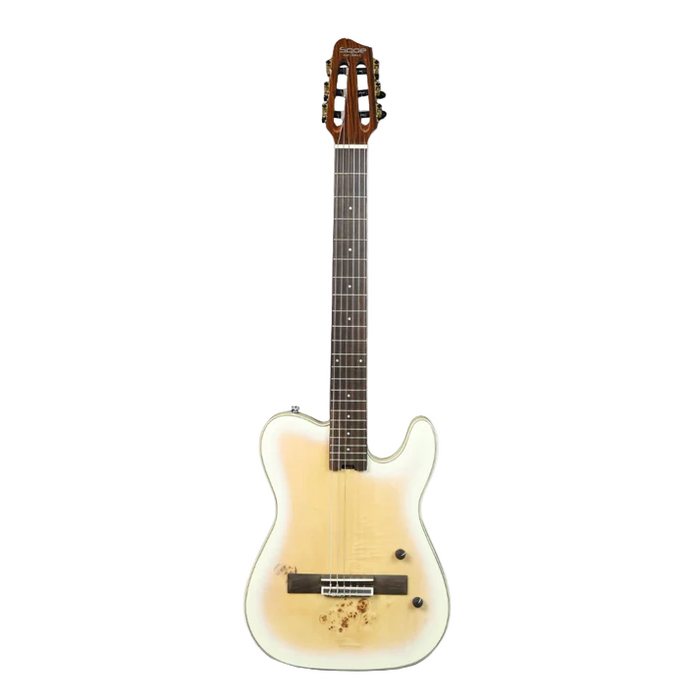 SQOE Spain SEGD600 Nylon Electric Guitar with Piezo Pickups - White