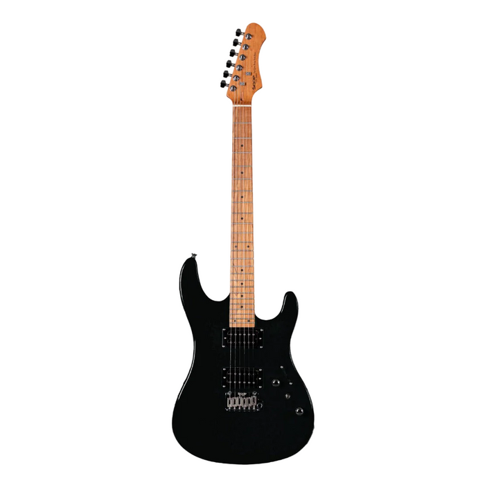 SQOE SEIB450 Double Cutaway Body HH Electric Guitar with Roasted Maple Fretboard - Black