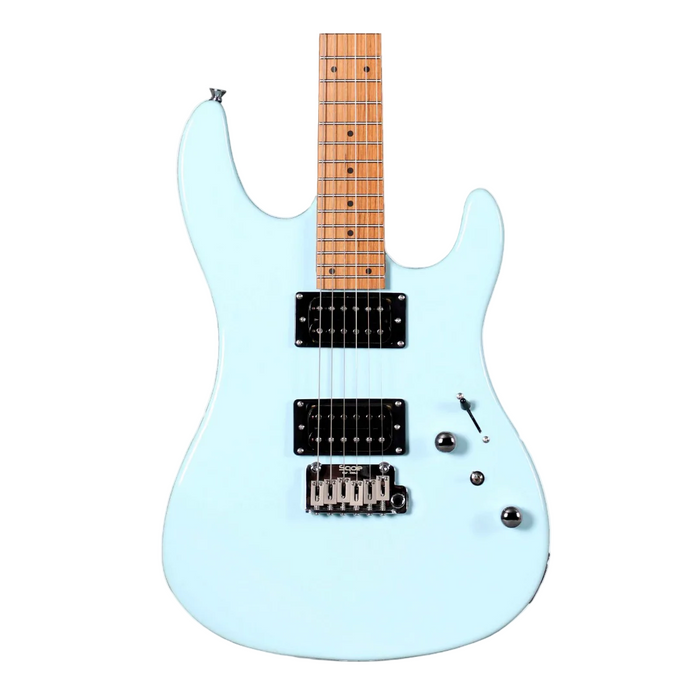 SQOE SEIB450 Double Cutaway Body HH Electric Guitar with Roasted Maple Fretboard - Sky Blue