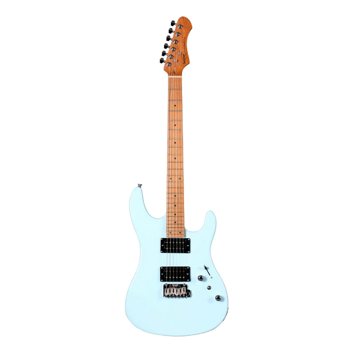 SQOE SEIB450 Double Cutaway Body HH Electric Guitar with Roasted Maple Fretboard - Sky Blue