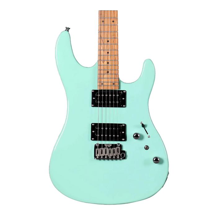 SQOE SEIB450 Double Cutaway Body HH Electric Guitar with Roasted Maple Fretboard - Mint Green