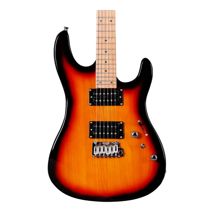SQOE SEIB450 Double Cutaway Body HH Electric Guitar with Roasted Maple Fretboard - Sunburst