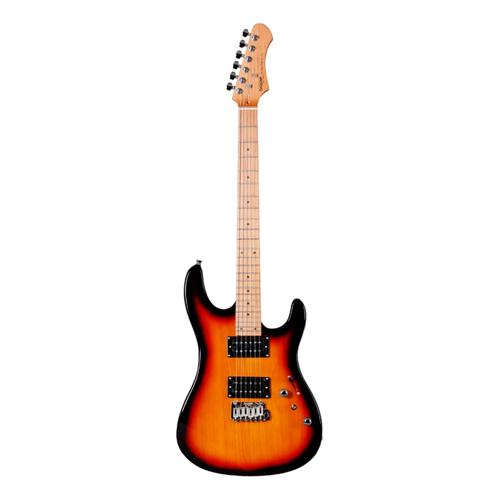 SQOE SEIB450 Double Cutaway Body HH Electric Guitar with Roasted Maple Fretboard - Sunburst