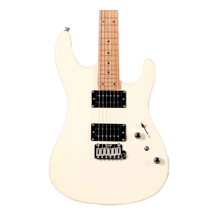 SQOE SEIB450 Double Cutaway Body HH Electric Guitar with Roasted Maple Fretboard - White