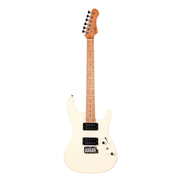 SQOE SEIB450 Double Cutaway Body HH Electric Guitar with Roasted Maple Fretboard - White