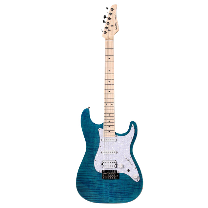 SQOE SEIB680 IB Series HSS Electric Guitar - Flame Blue