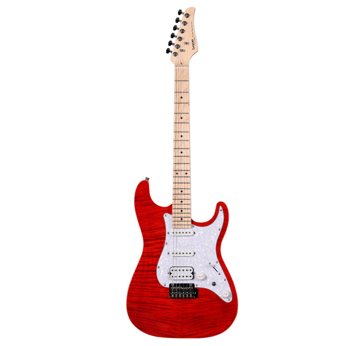 SQOE SEIB680 IB Series HSS Electric Guitar - Flame Red