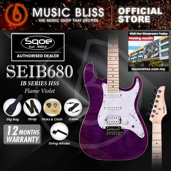 SQOE SEIB680 IB Series HSS Electric Guitar - Flame Violet