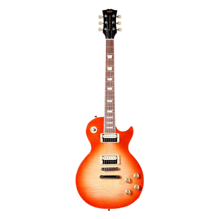 SQOE SELP200 Les Paul Body HH Electric Guitar, Rosewood Fretboard - Tiger Honey