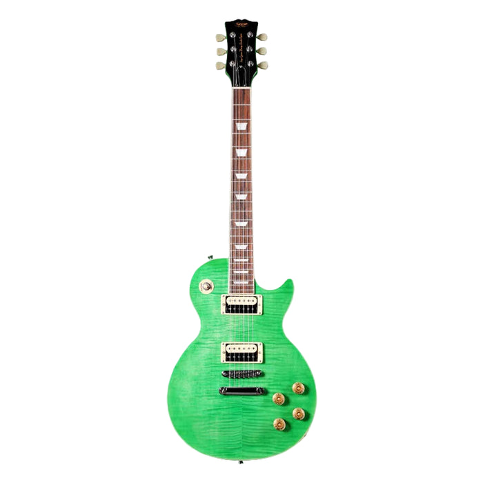 SQOE SELP200 Les Paul Body HH Electric Guitar, Rosewood Fretboard - Tiger Mint Paint