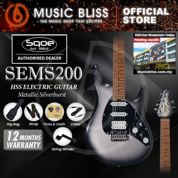 SQOE SEMS200 Electric Guitar - Metallic Silverburst