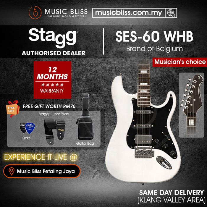 Stagg SES-60 WHB Solid Alder Body Electric Guitar - White blond