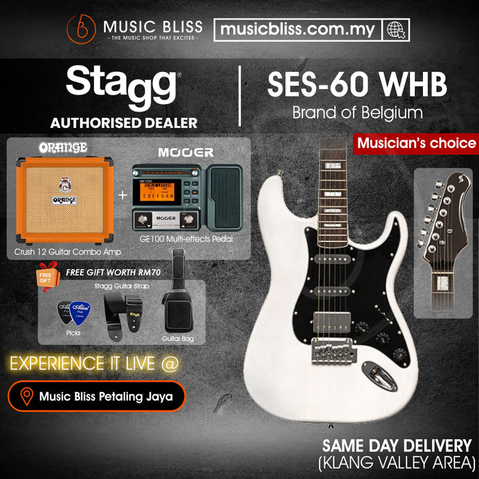 Stagg SES-60 WHB Solid Alder Body Electric Guitar - White blond