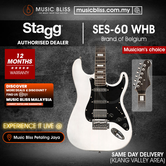 Stagg SES-60 WHB Solid Alder Body Electric Guitar - White blond
