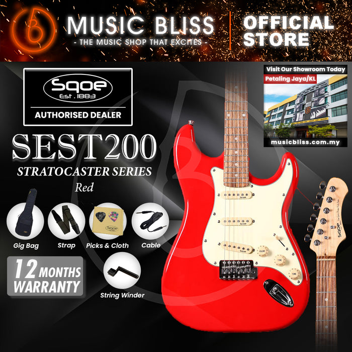 SQOE SEST200 Stratocaster Body SSS Vintage Electric Guitar - Red