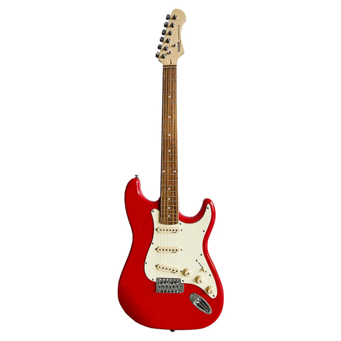 SQOE SEST200 Stratocaster Body SSS Vintage Electric Guitar - Red