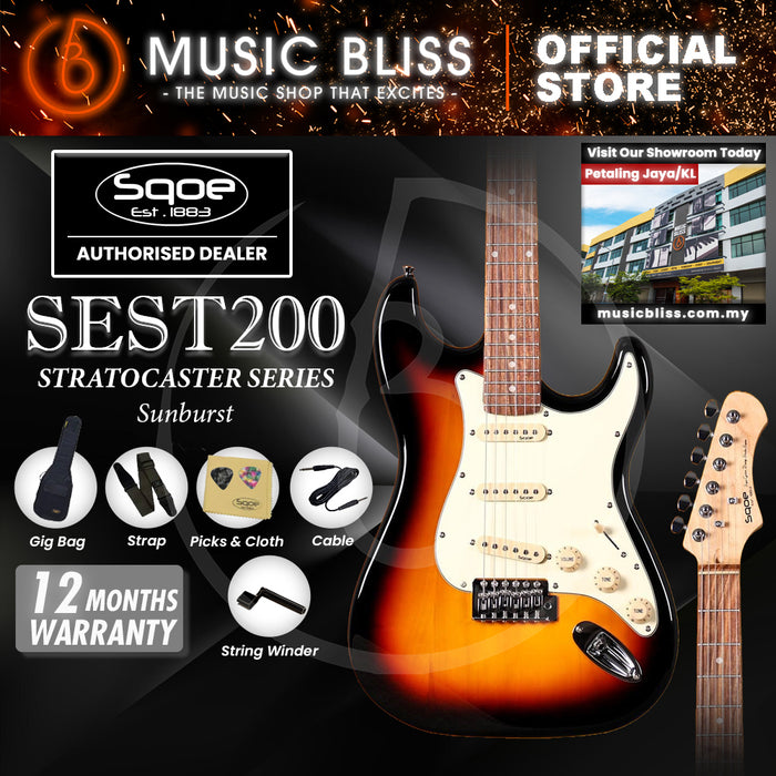 SQOE SEST200 Stratocaster Body SSS Vintage Electric Guitar - Sunburst