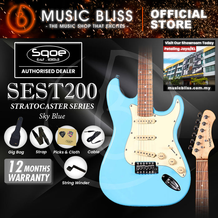 SQOE SEST200 Stratocaster Body SSS Vintage Electric Guitar - Skyblue