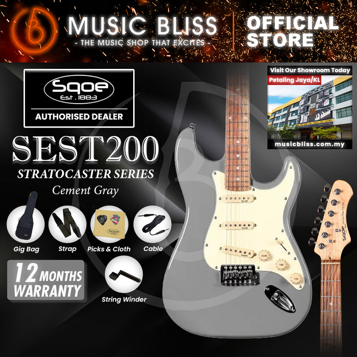 SQOE SEST200 Stratocaster Body SSS Vintage Electric Guitar - Cement Gray