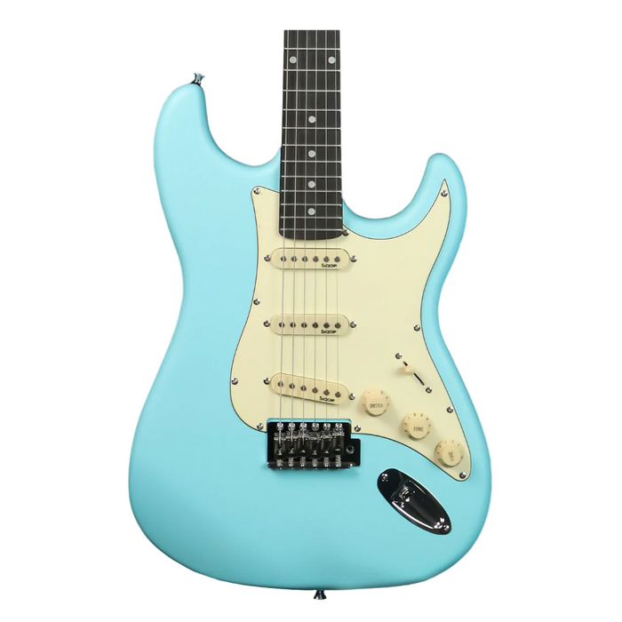SQOE SEST202 Stratocaster Body SSS Electric Guitar, Rosewood Fretboard - Sky Blue