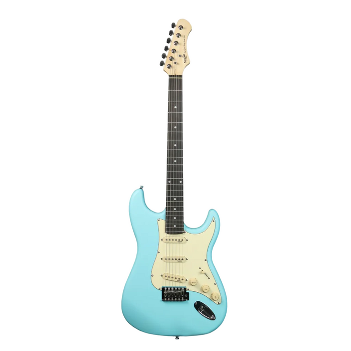 SQOE SEST202 Stratocaster Body SSS Electric Guitar, Rosewood Fretboard - Sky Blue