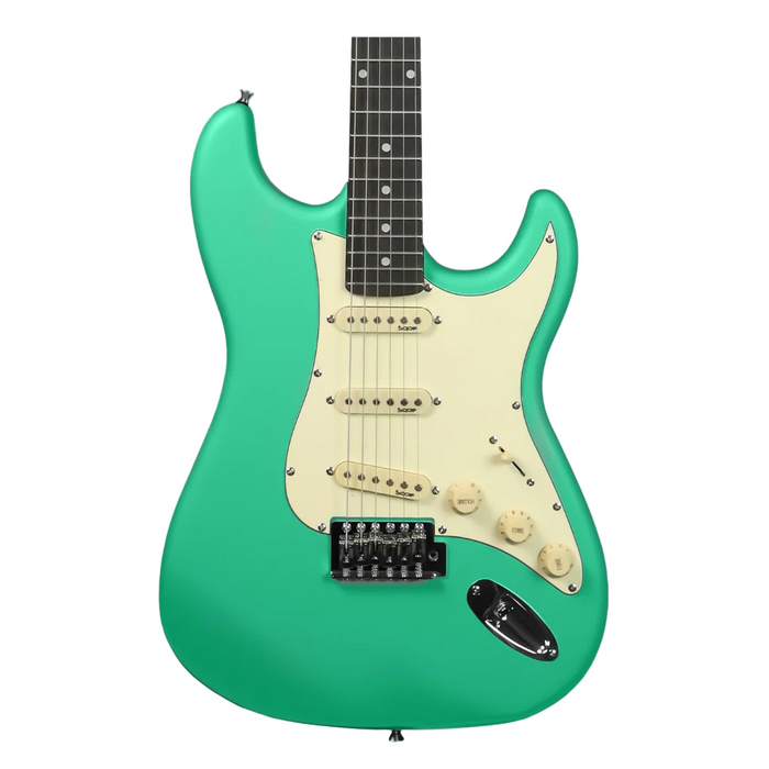 SQOE SEST202 Stratocaster Body SSS Electric Guitar, Rosewood Fretboard - Green