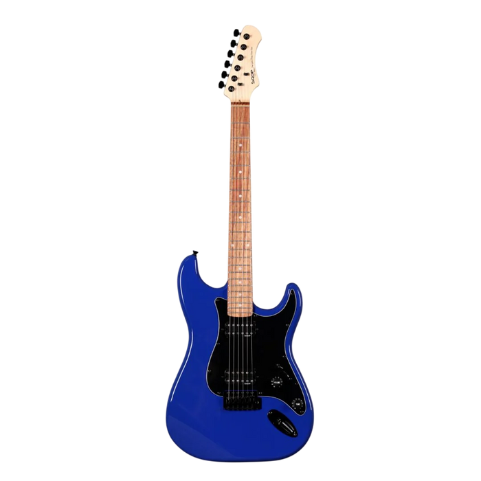 SQOE SEST210 Super Stratocaster Body HH Electric Guitar, Rosewood Fretboard - Blue