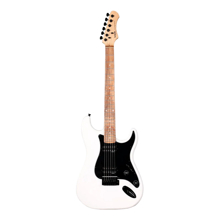 SQOE SEST210 Super Stratocaster Body HH Electric Guitar, Rosewood Fretboard - White