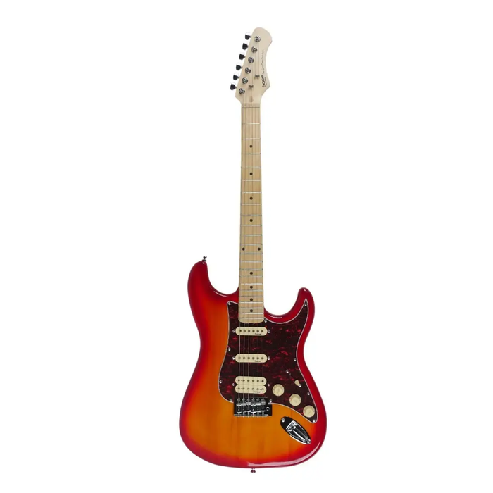 SQOE SEST250 ST Series HSS Electric Guitar - Cherry Sunburst