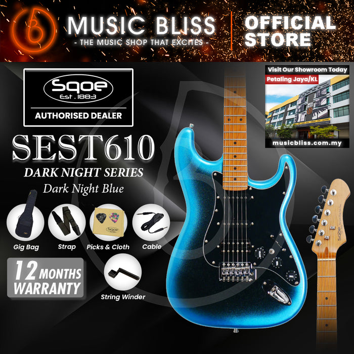 SQOE SEST610 DN Series HSS Electric Guitar - Dark Night Blue