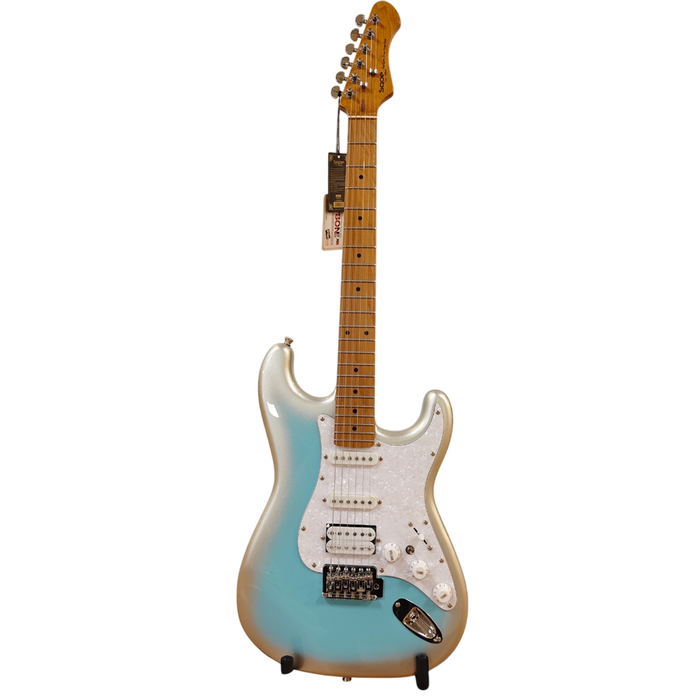 SQOE SEST610 IF Series HSS Electric Guitar - Silver Blue Ice Flower