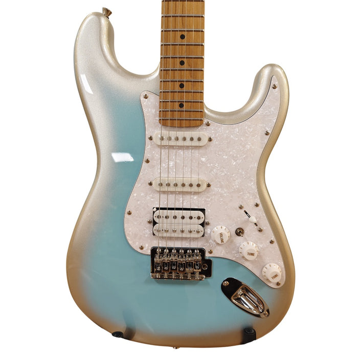SQOE SEST610 IF Series HSS Electric Guitar - Silver Blue Ice Flower