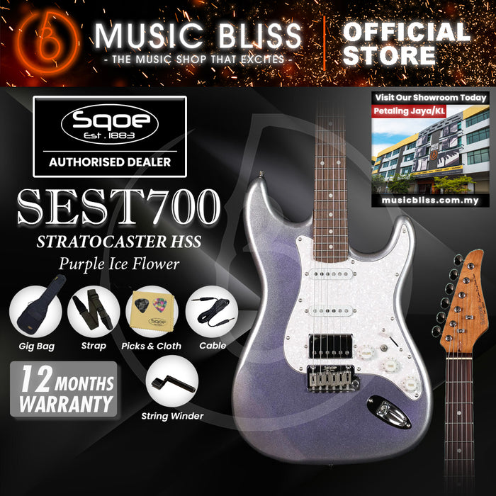 SQOE SEST700 ST Series Electric Guitar - Purple Ice Flower