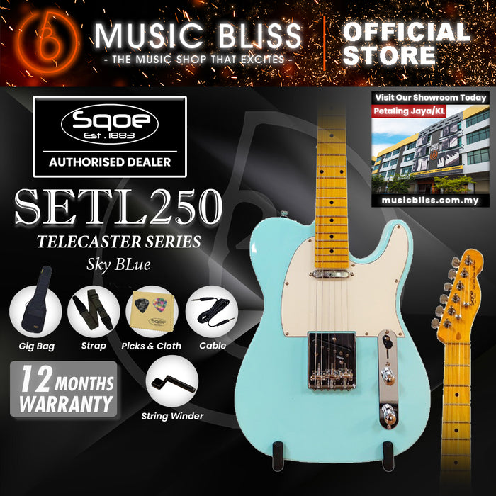 SQOE SETL250 TL Series Electric Guitar - Sky BLue (SETL-250)