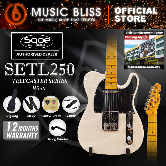 SQOE SETL250 TL Series Electric Guitar - White (SETL-250)