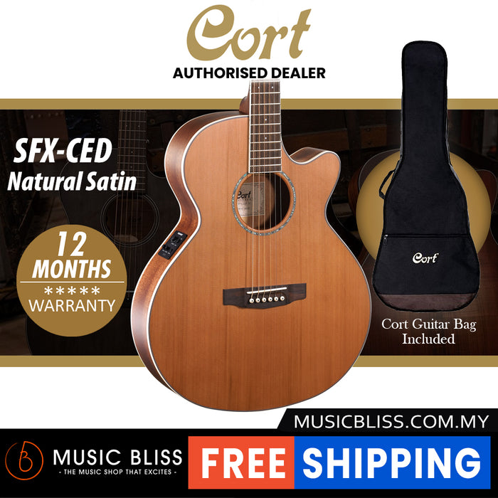 Cort SFX-CED Acoustic Guitar with Bag - Natural Satin