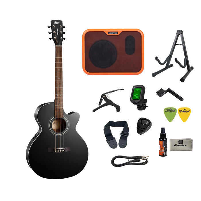 Cort SFX-ME Acoustic Guitar with Bag - Black Satin