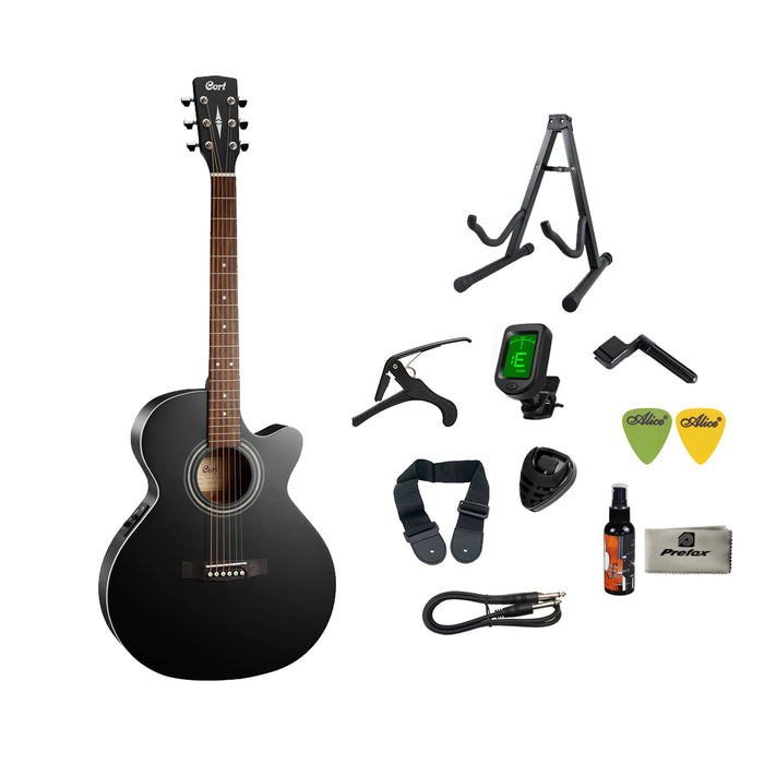 Cort SFX-ME Acoustic Guitar with Bag - Black Satin
