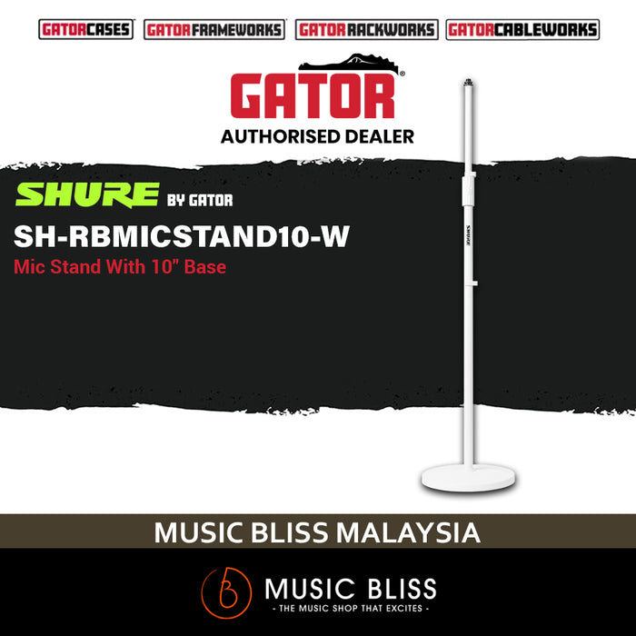 Shure by Gator SH-RBMICSTAND10 10" Round Base Mic Stand - White