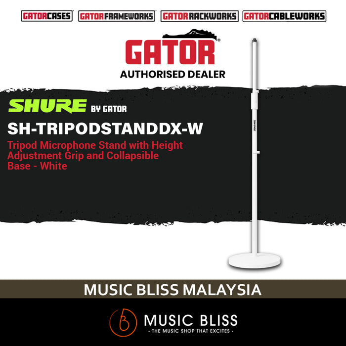 Shure by Gator SH-TRIPODSTANDDX Tripod Microphone Stand - White