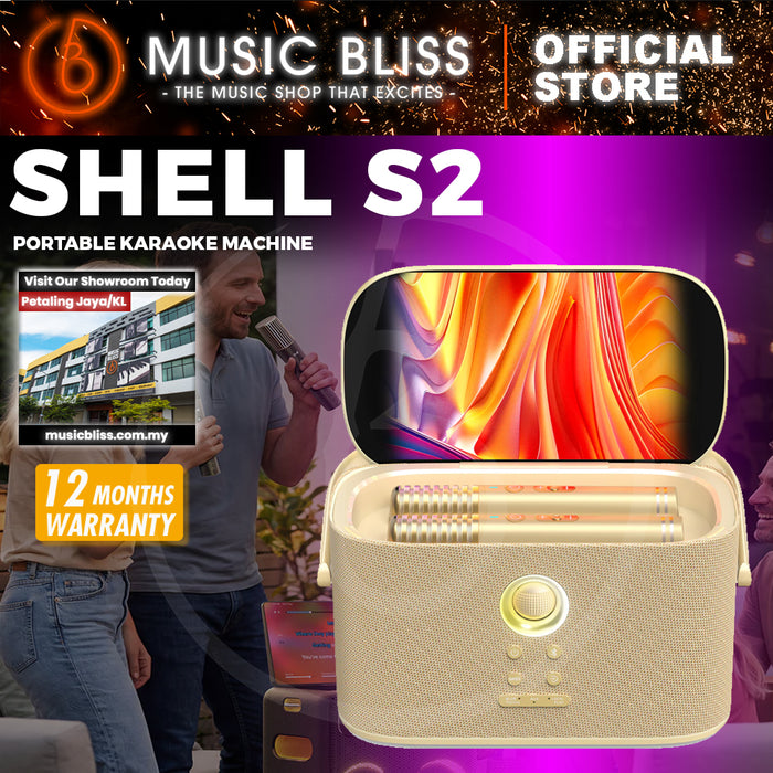 Ikarao Shell S2 Smart Karaoke Machine With Built-In 8" Screen Lyrics And Hidden Wireless Microphone - Gold